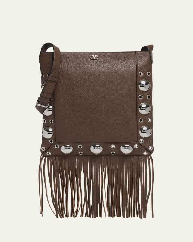 Nellcote Fringe Studded Leather Crossbody Bag